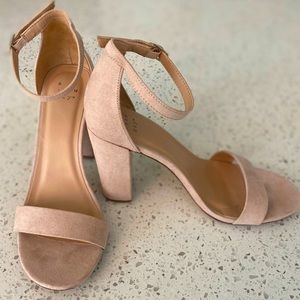 A New Day blush pink suede block heel sandals in size 8